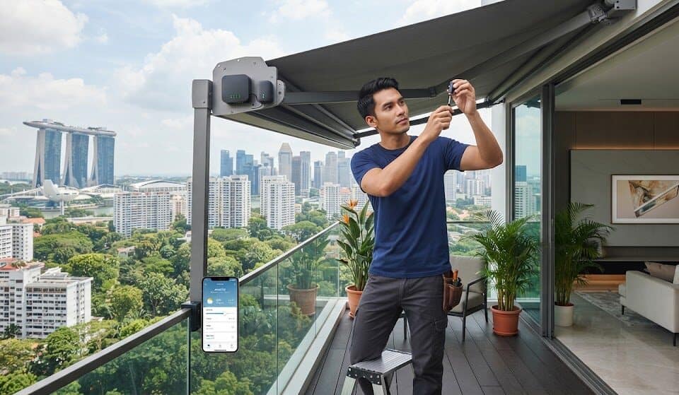 Smart weather sensor and motorized awning automation retrofit in a Singapore residential home